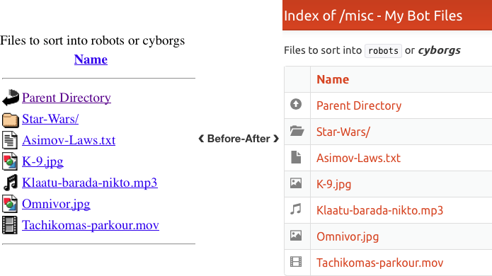 Before and After Autoindex-Strapdown