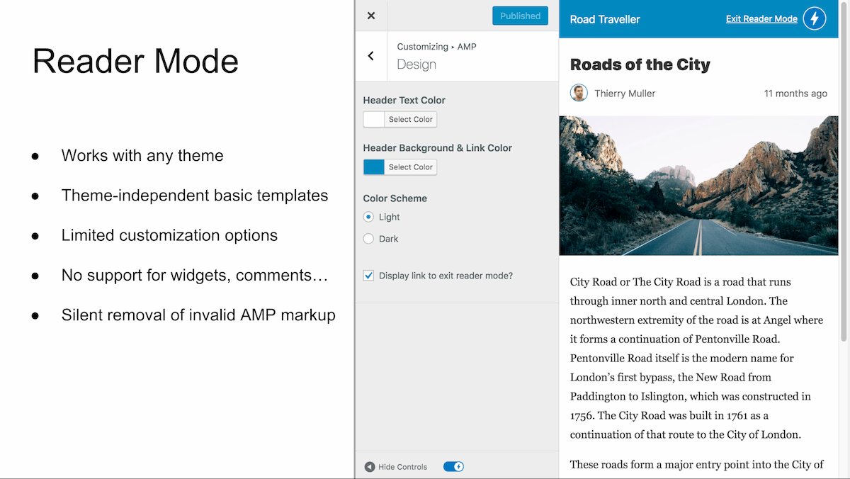 Reader mode templates are still available, but they are differ from the active theme, any validation errors are silently sanitized.