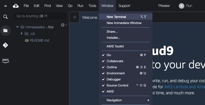 Window | New Terminal