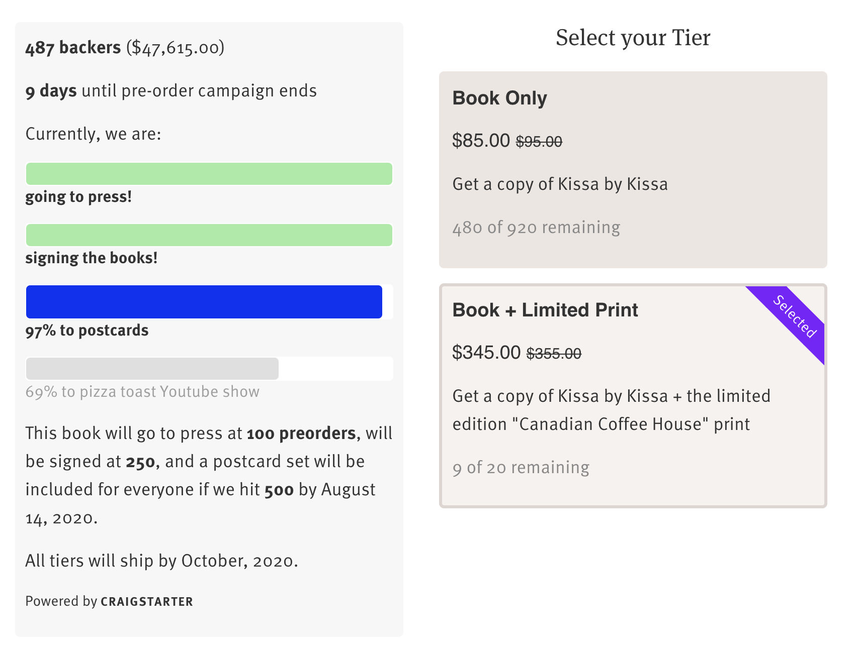 goals and tiers