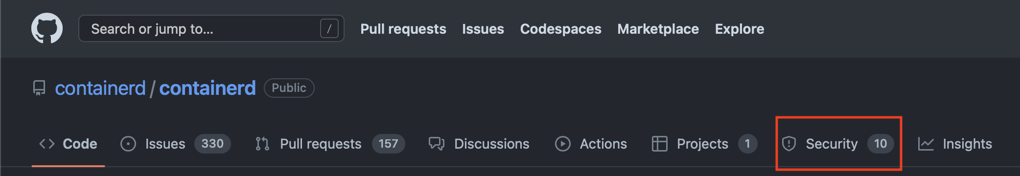 Github Security Tab