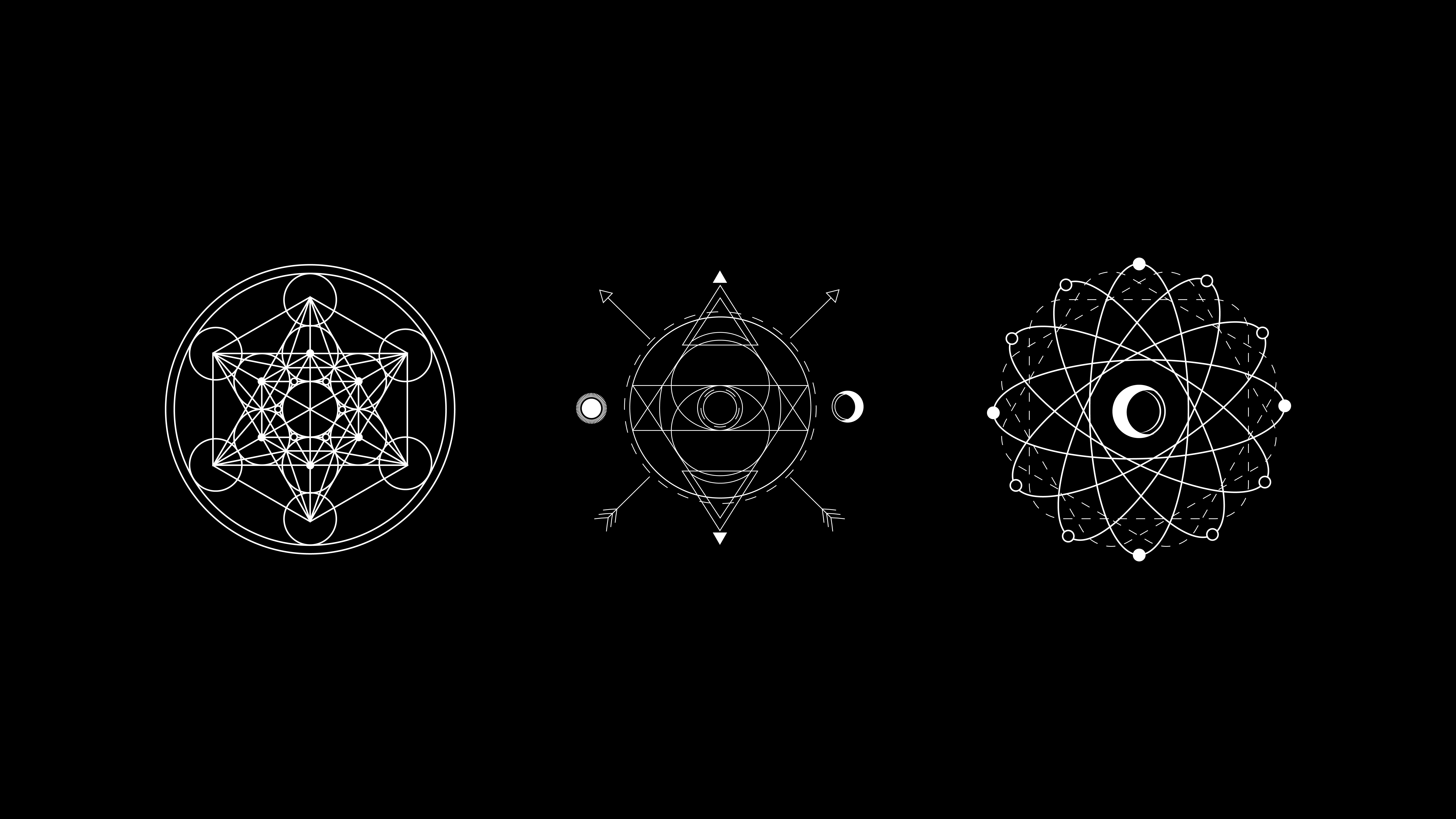 a_group_of_symbols_on_a_black_background