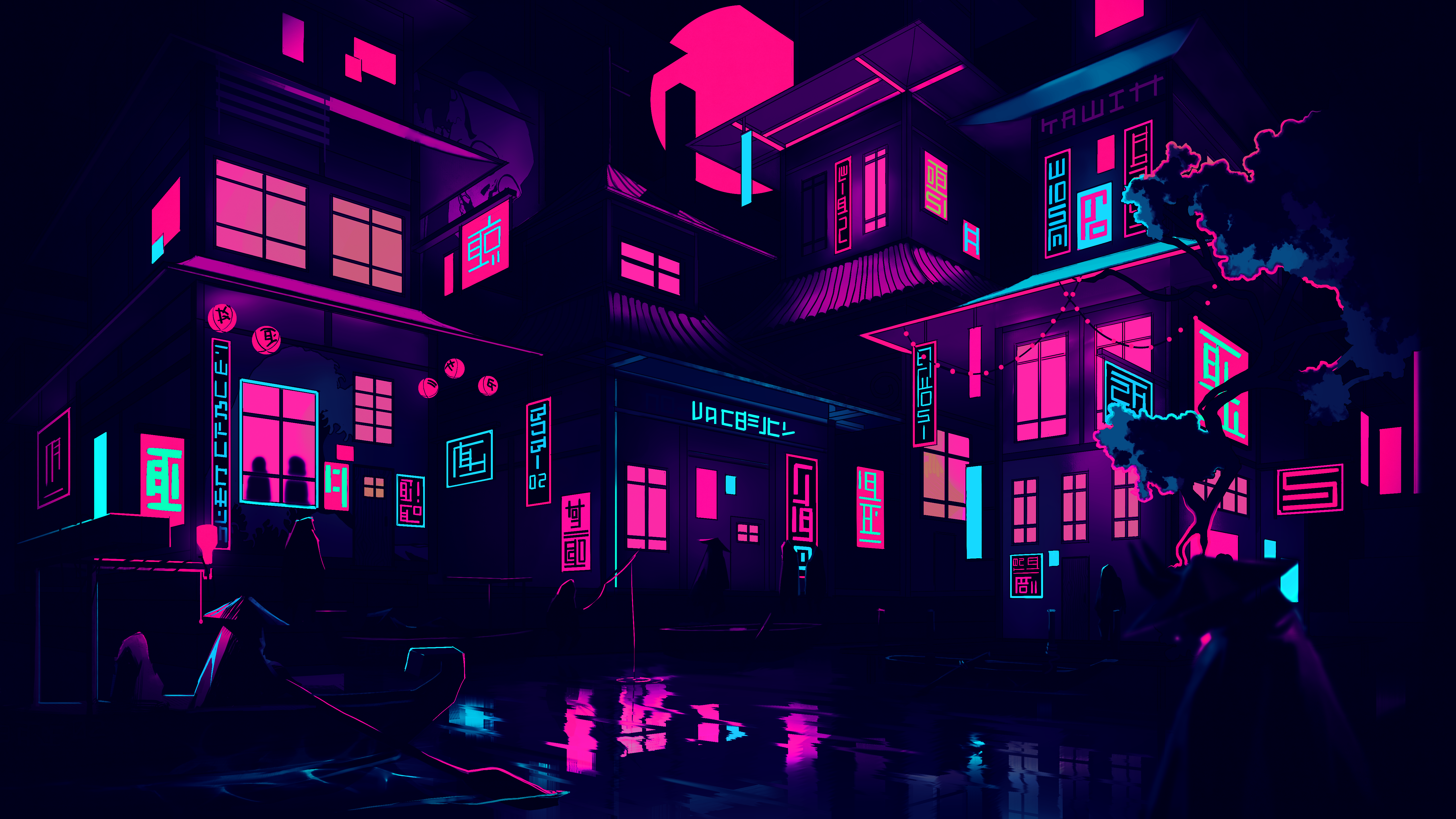 a_city_with_neon_lights