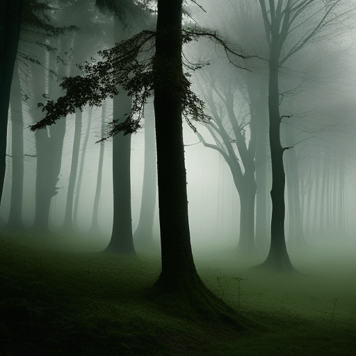 A prompt for generating an image of a forest with fog