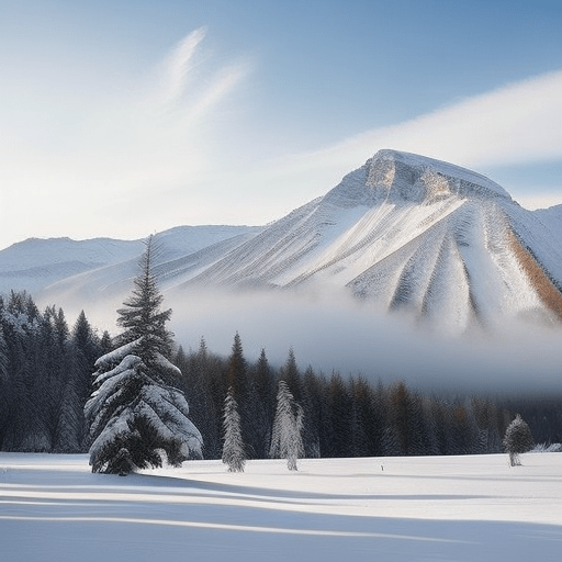 A prompt for generating an image of a snowy mountain landscape