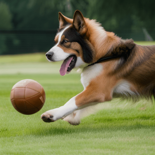 A prompt for generating an image of a dog playing with a ball