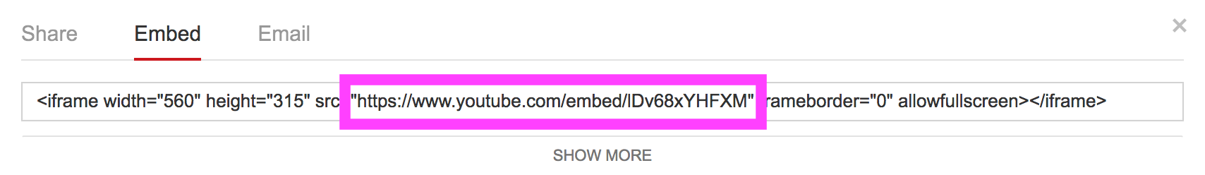 Example share on embed code