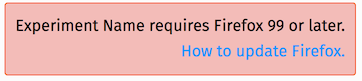 Warning shown to users with incompatible versions of Firefox