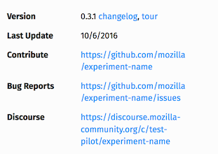 Example usage of changelog URL