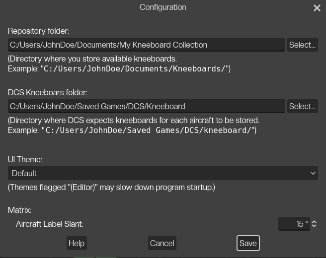 Screenshot Configuration Dialog