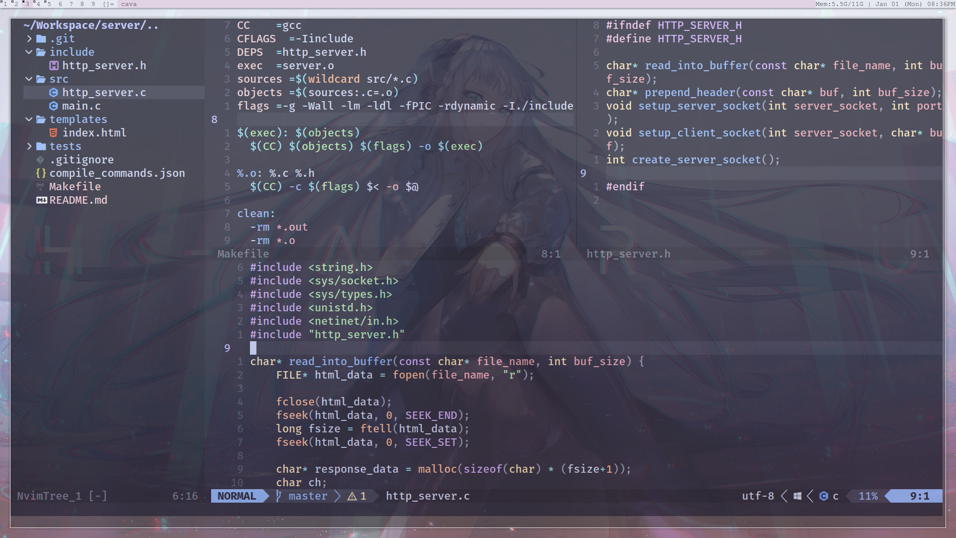 Screenshot showing neovim