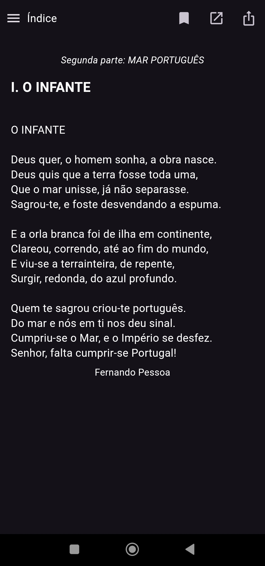 Exemplo de um poema de Mensagem