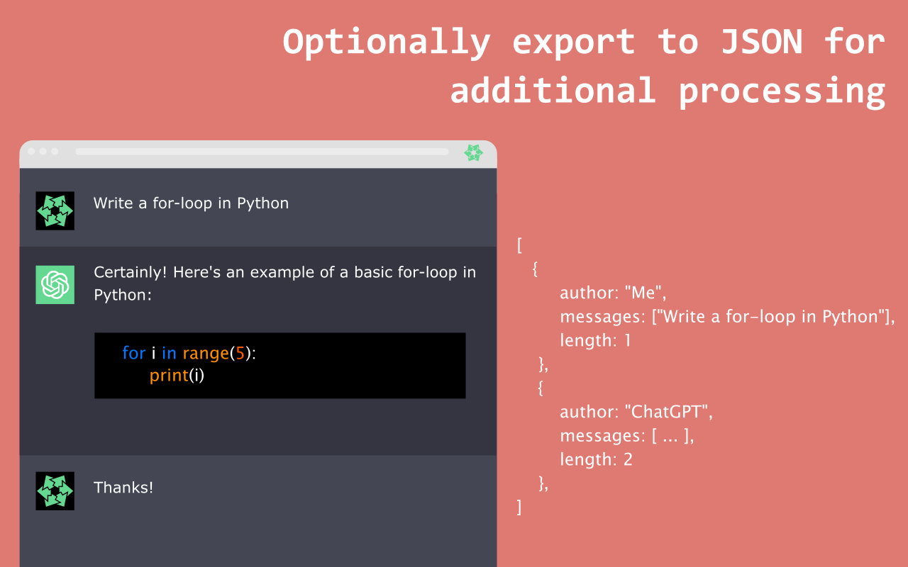 Optionally export to JSON for additional processing