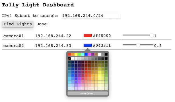 Tally Light Dashboard