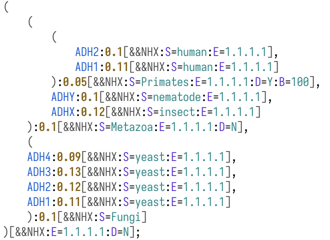 NHX file highlighted by tree-sitter-newick