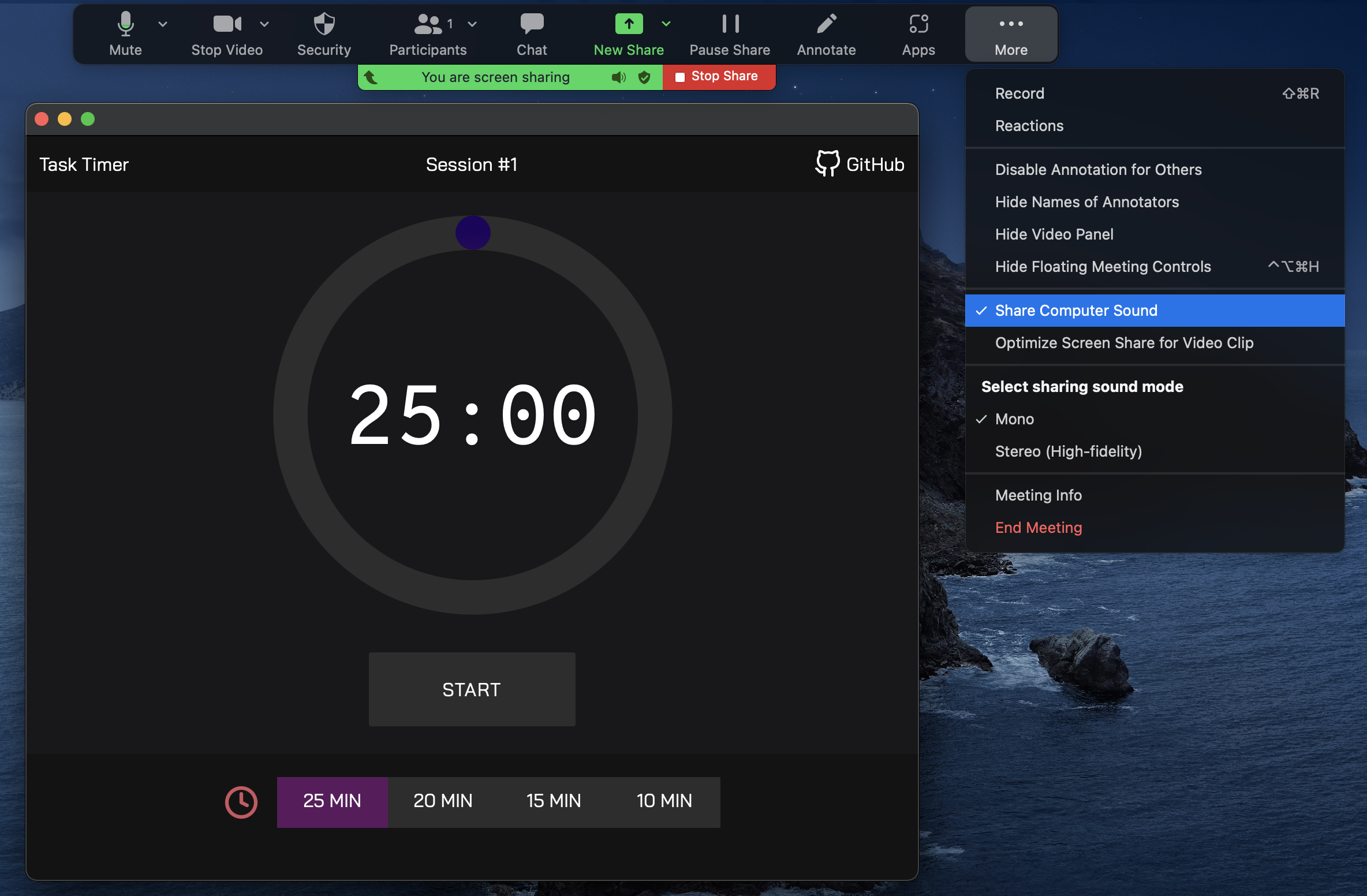 Screenhot of SessionTimer