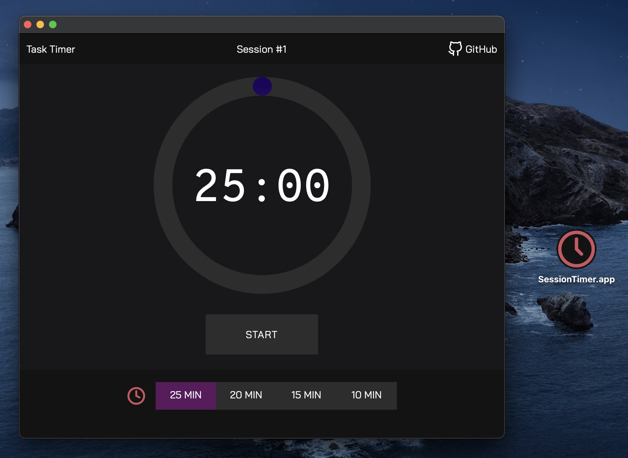 Screenhot of SessionTimer