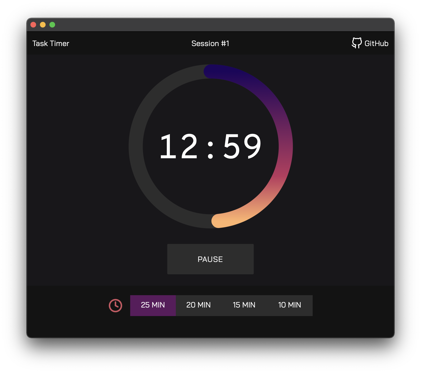 Screenhot of SessionTimer