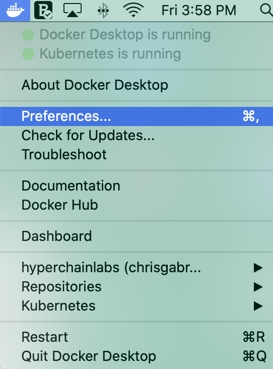 Docker Desktop Preferences Screenshot