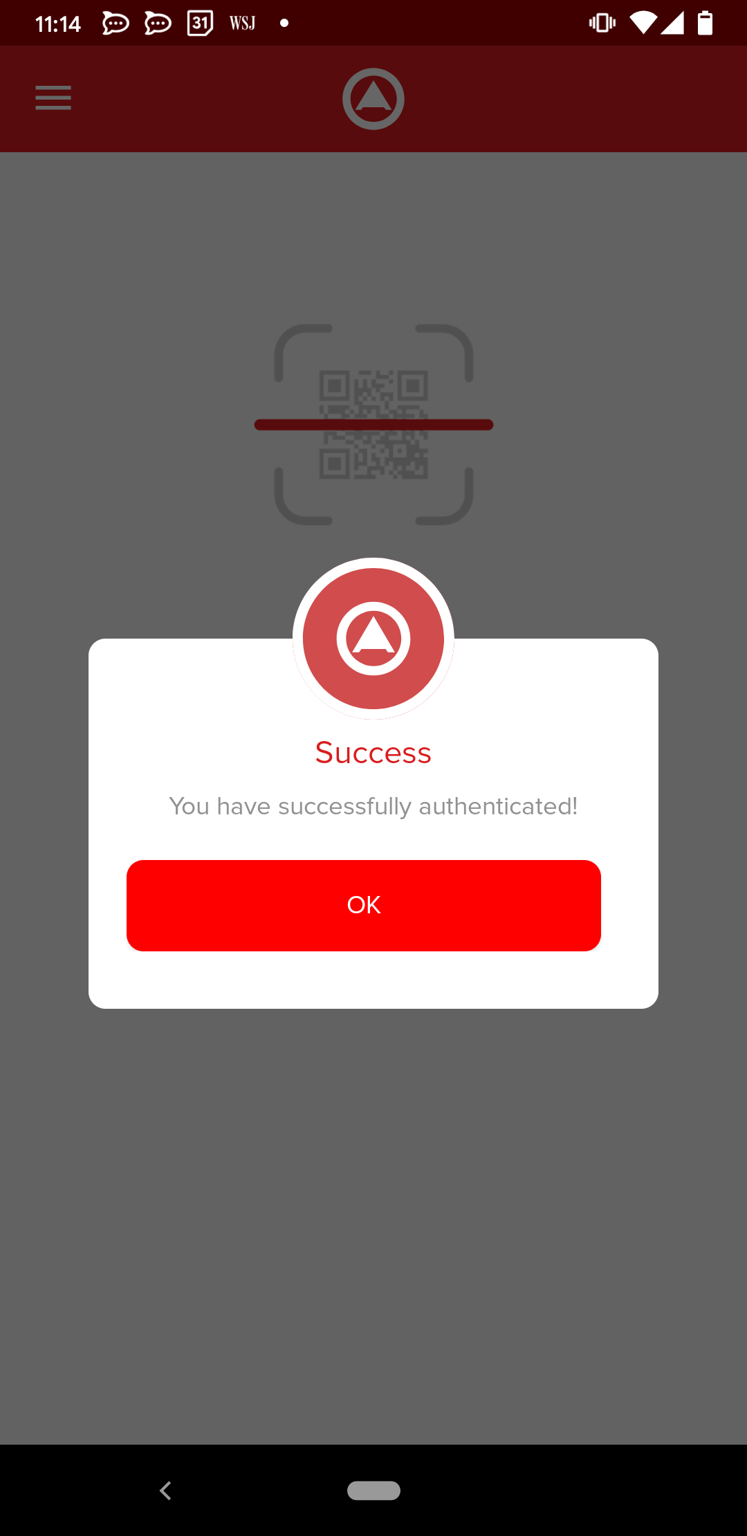 Gluu Push Notification Success Page on Mobile App