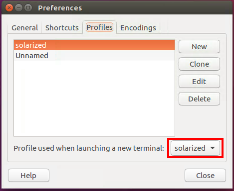 Using solarized as the default terminal