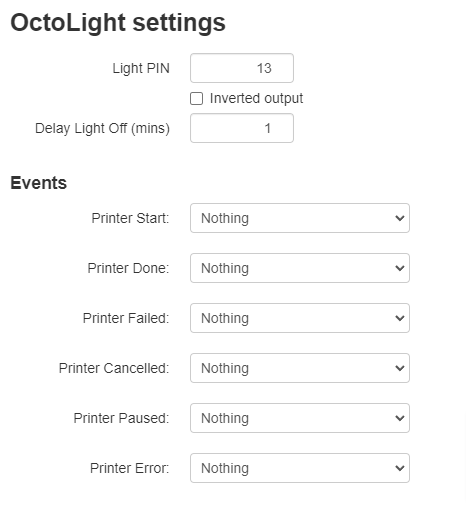 Settings panel