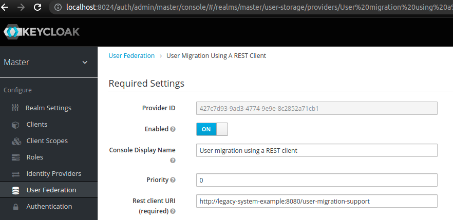 Rest client URI input for the provided example