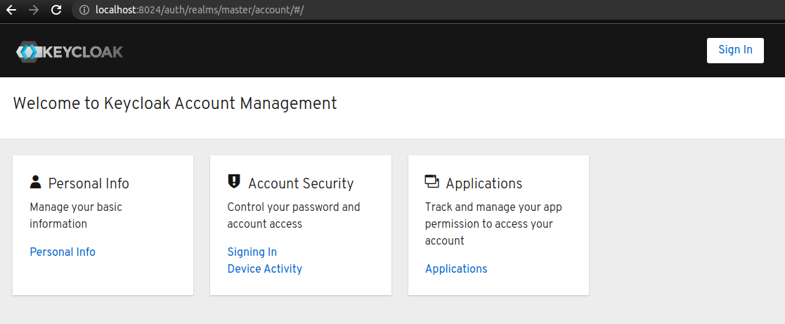 Welcome to Keycloak account