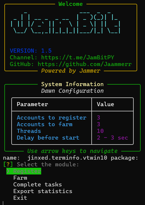 Dawn Extension Bot Console