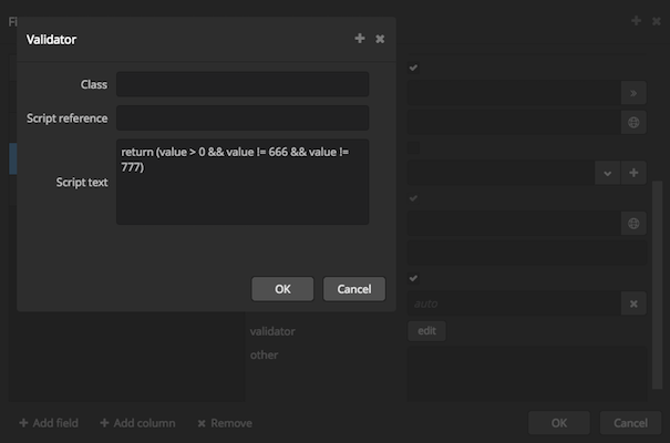 Figure 10: Setting up a groovy script for field validation