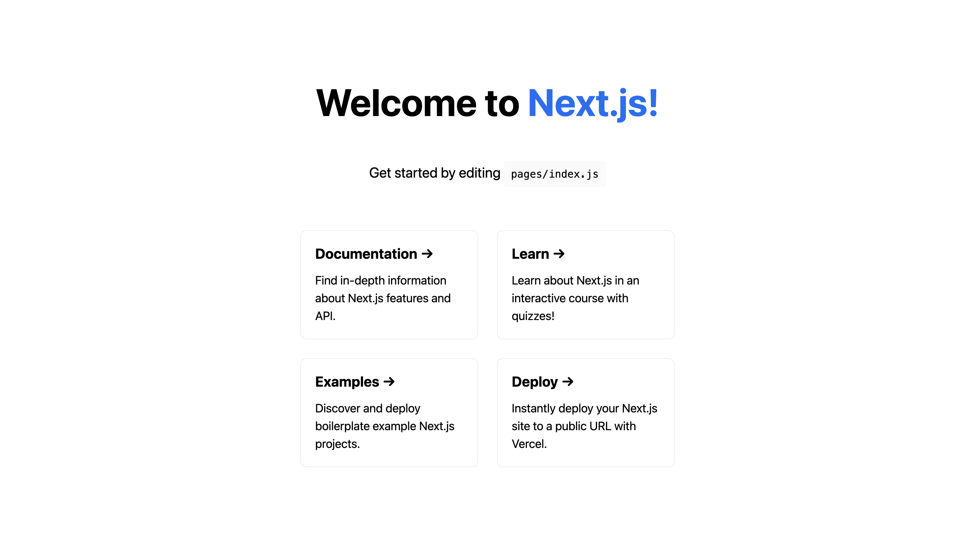 NextJS welcome UI