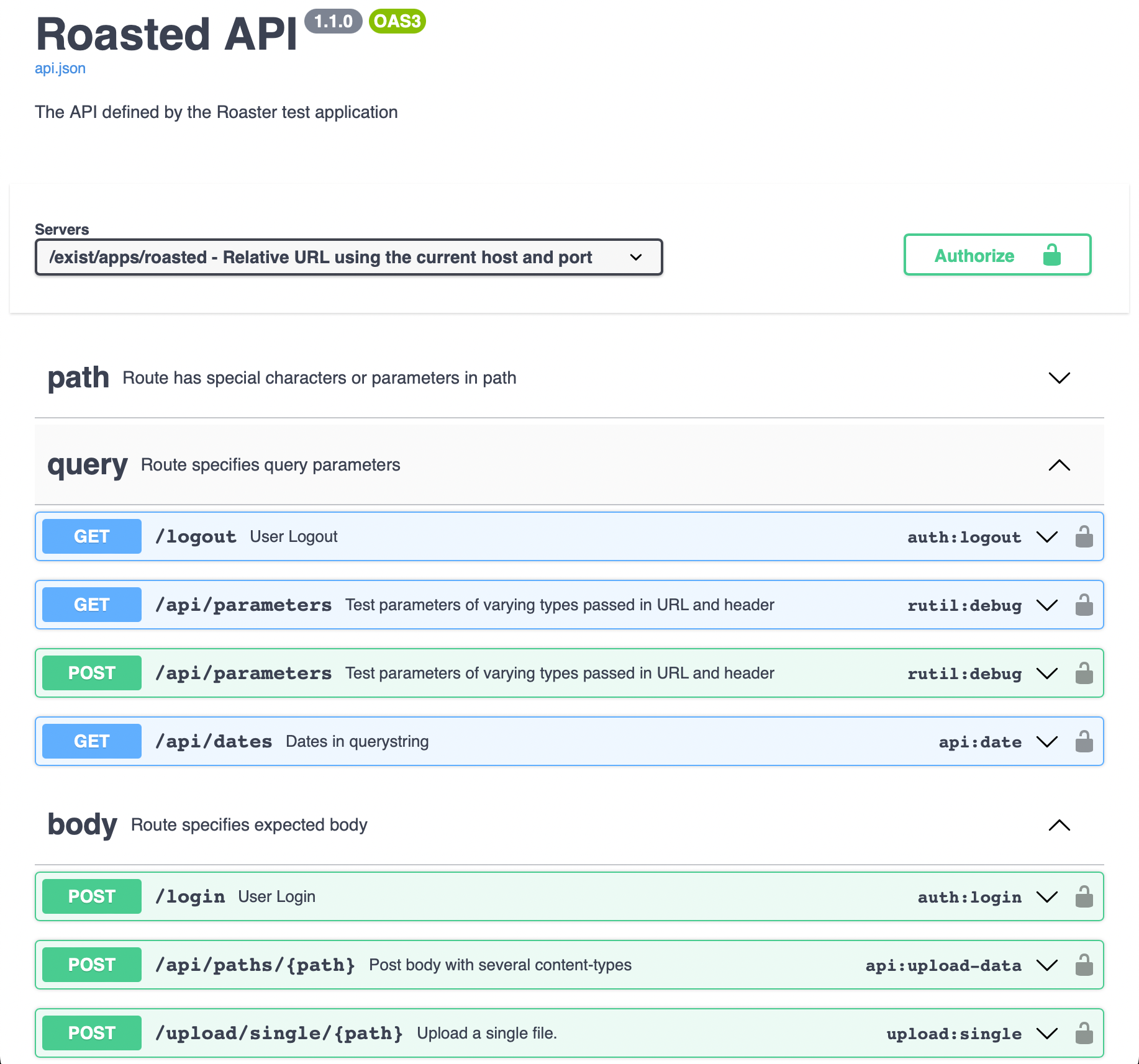 Roasted API