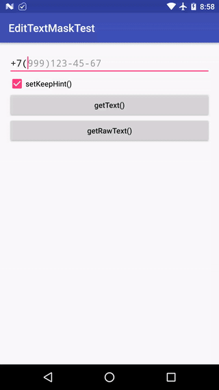 MaskedEditText - the library for masked input of phone numbers, social security numbers and so on for Android