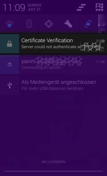 MemorizingTrustManager notification