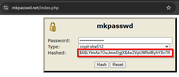 mkpasswd.net Example