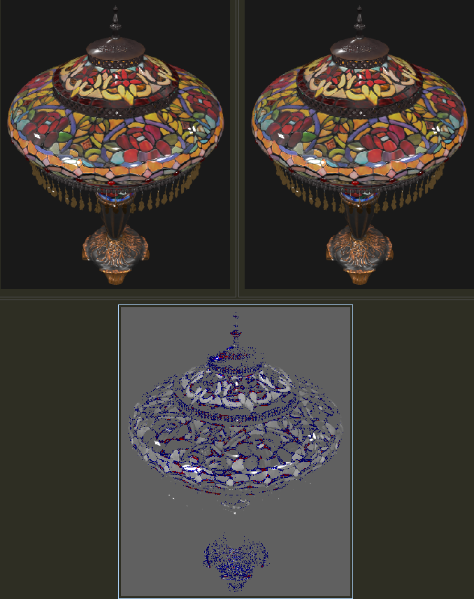 StainedGlassLamp, original vs. normalization corrected