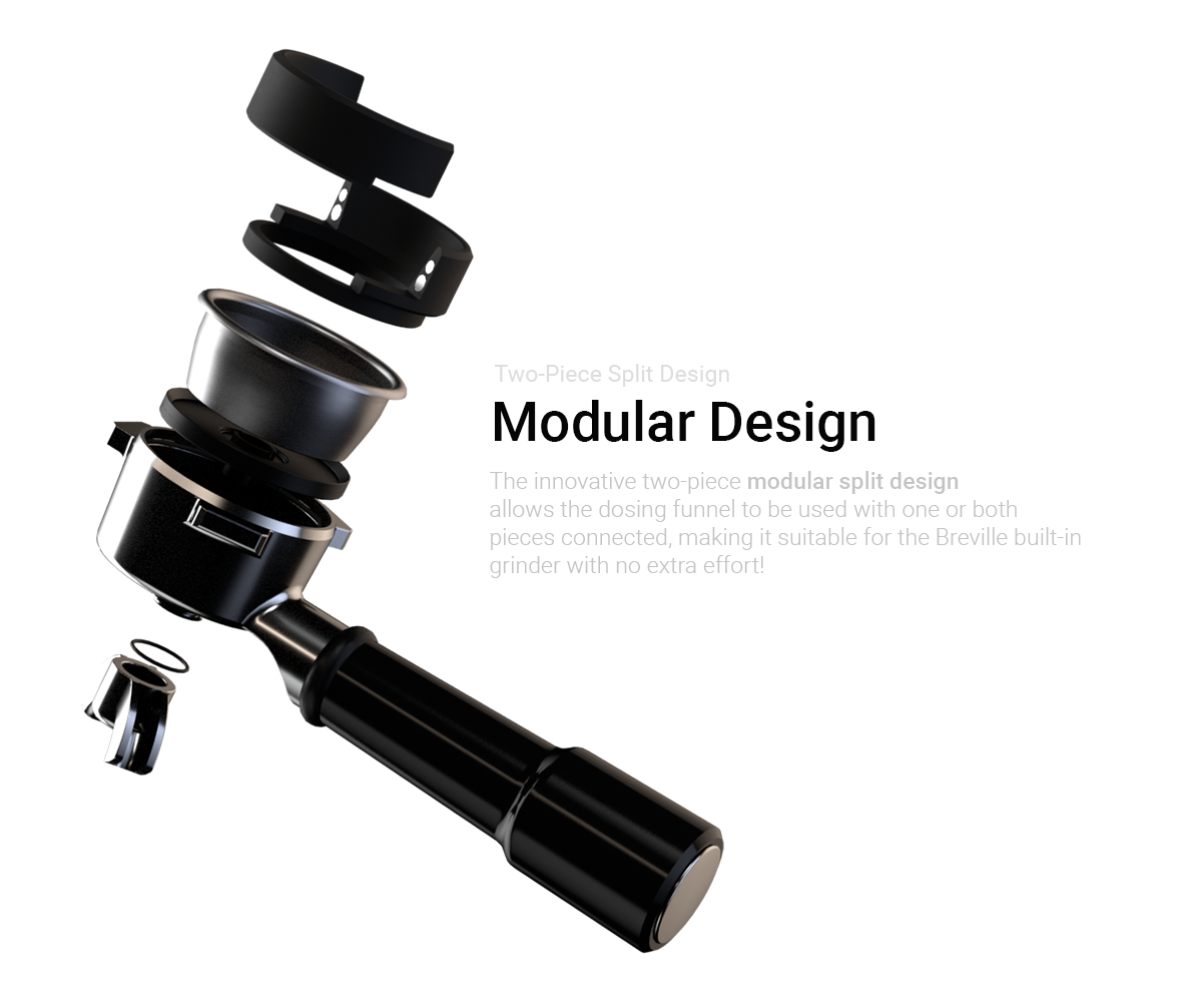 Breville/Sage Dosing Rings Magnetic split design illustration - modularity