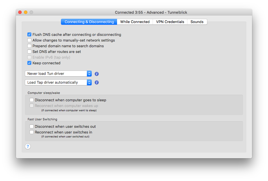 Tunnelblick Advanced Settings