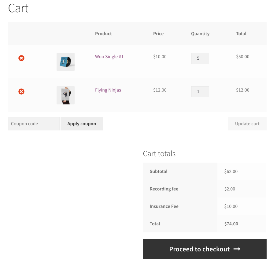 Image of Checkout with Fees