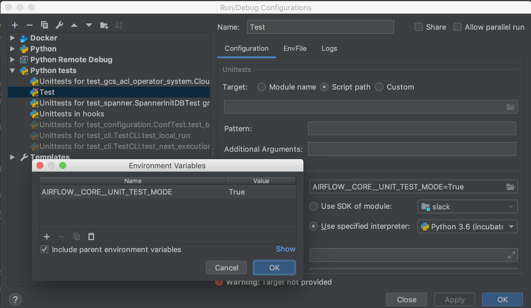 Airflow Unit test mode