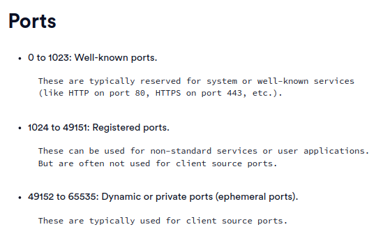 System ports and their usage