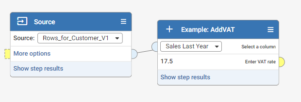 connected input node with label