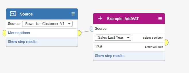 connected input node with label