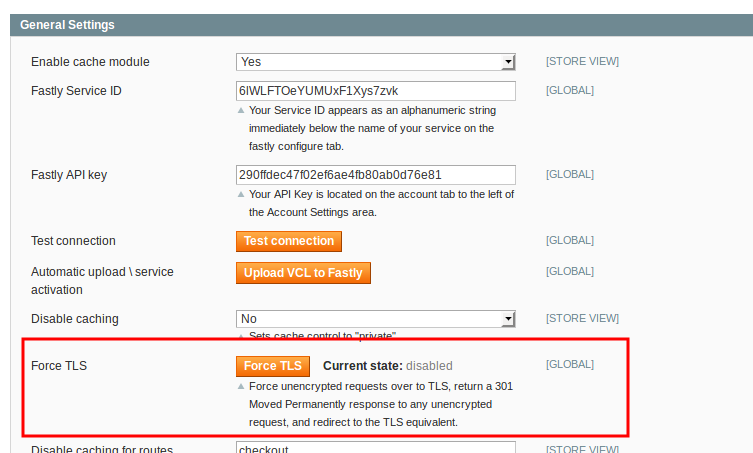 Force TLS button