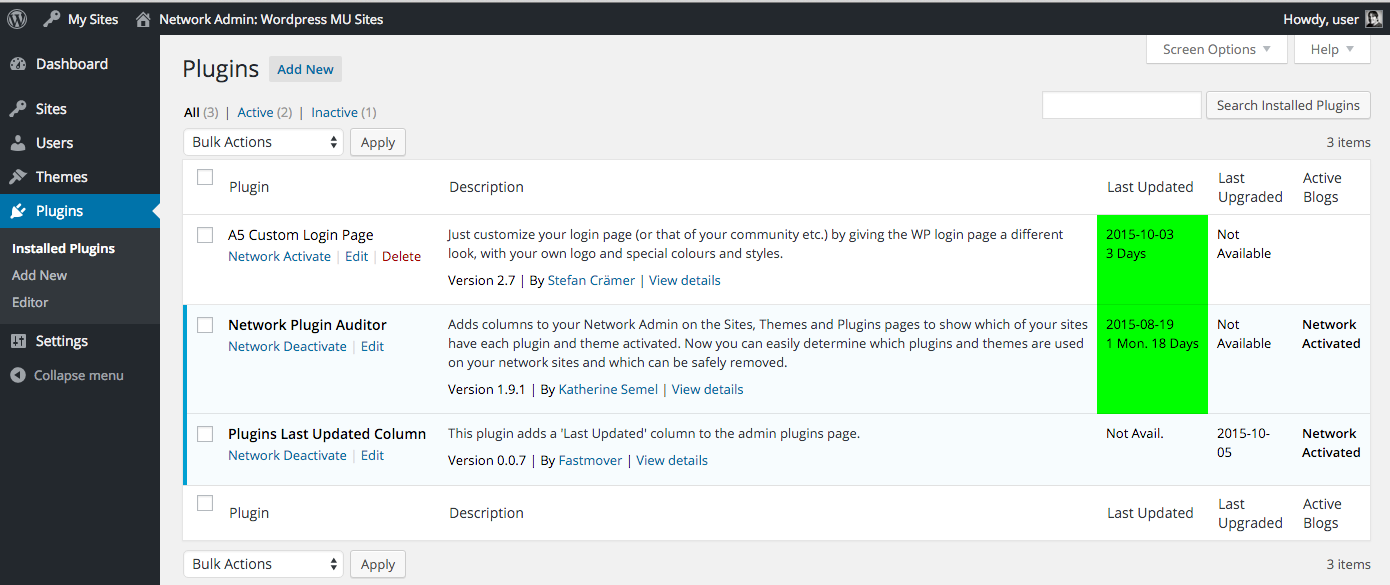 Plugins Last Updated Column Screenshot 3