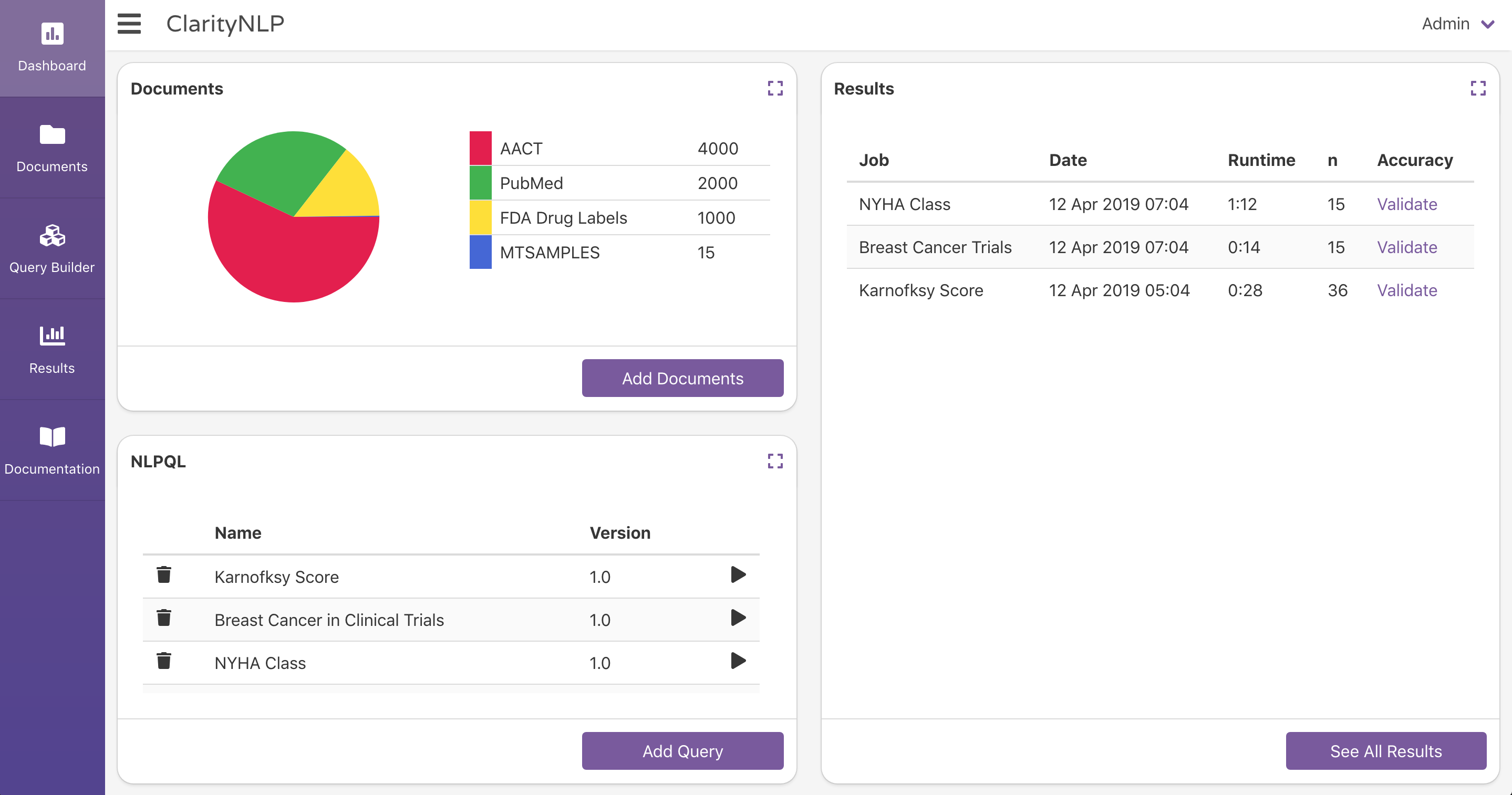 ClarityNLP dashboard