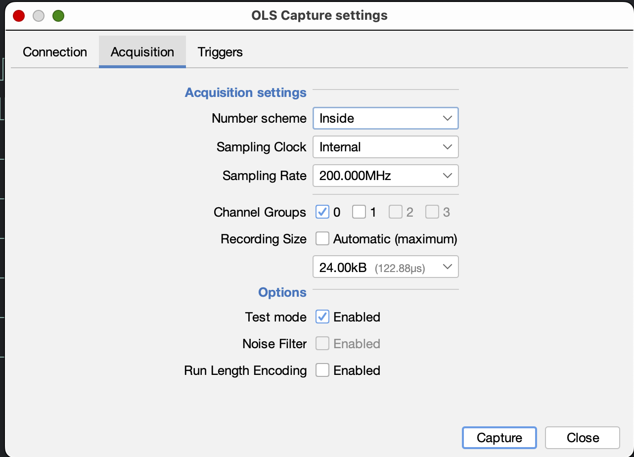 Capture Settings Acquisition