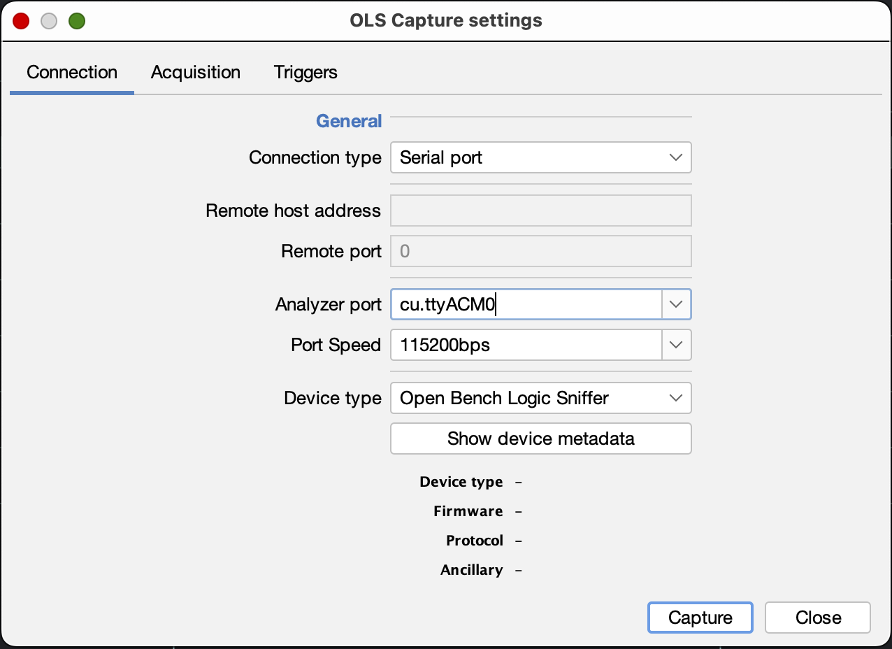 Capture Settings Connection