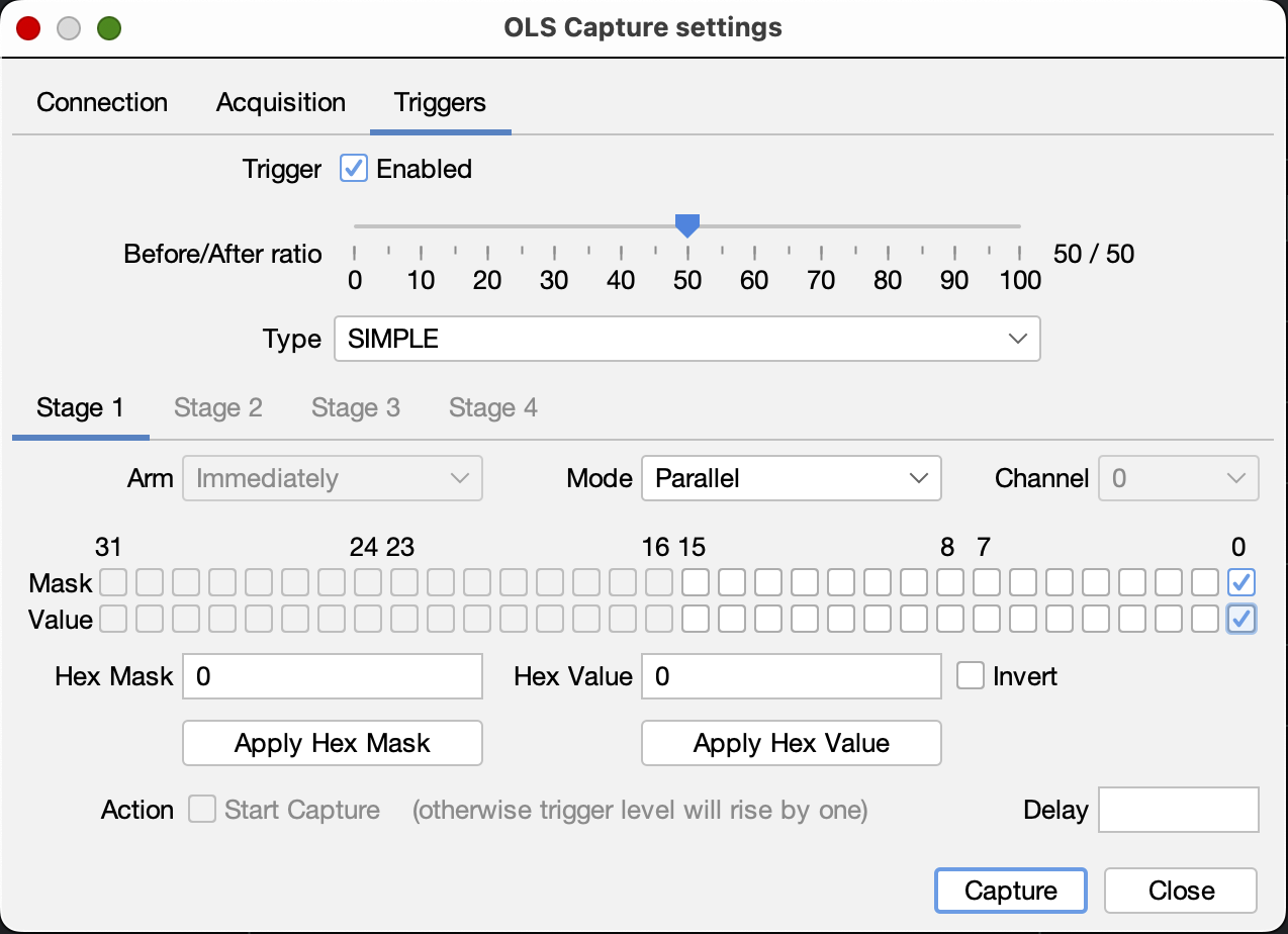 Capture Settings Triggers