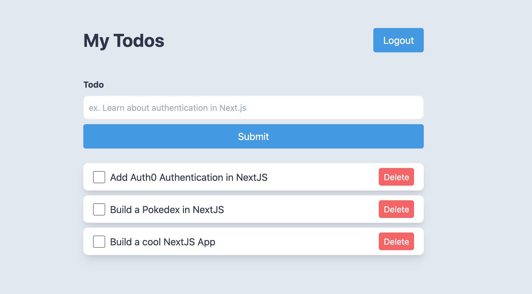 Screenshot of Todo App